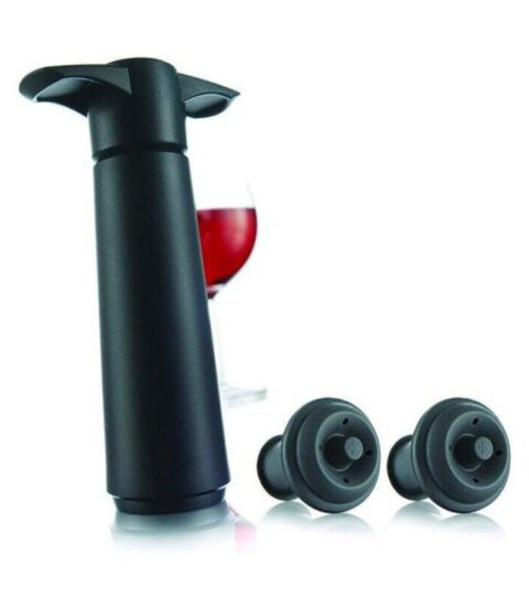 Vacu Vin Flaschenverschlusse | Vacu Vin Vacuvin Set Schwarz Mit 1 Pumpe U. 2 Stopfen