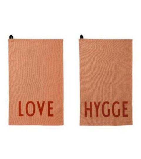 Design Letters Kuchentextil | Design Letters Geschirrtuch 2Er-Set Favourite Love Hygge Beige