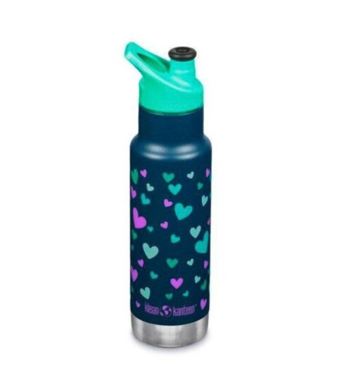 Klean Kanteen Trinkflaschen | Klean Kanteen Trinkflasche Kid Classic Navy Hearts Vakuumisoliert 355Ml Mit Sport Cap