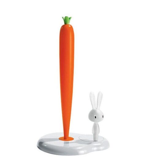 Alessi Kuchenrollenstander | Alessi Kuchenrollenhalter Weiss H. 29,4 Cm Bunny & Carrot