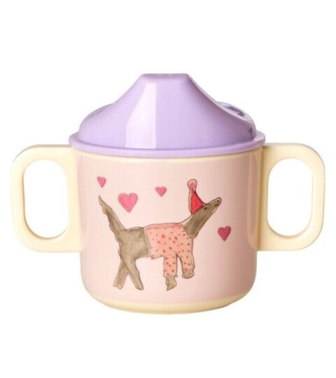 Rice Kindergeschirr | Rice Melamine Babybecher Mit 2 Henkel Mit Tier Muster In Lavendel