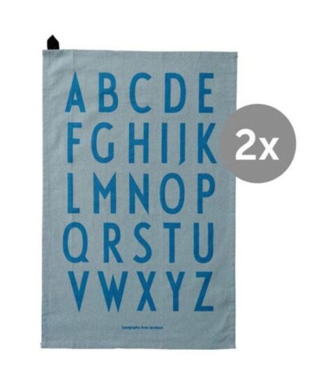 Design Letters Kuchentextil | Design Letters Geschirrtuch 2Er-Set Classic Alphabet Blau