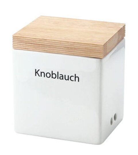 Continenta Vorratsdosen | Continenta Vorratsdose Knoblauch Keramik M. Holzdeckel 14X12X15,5Cm