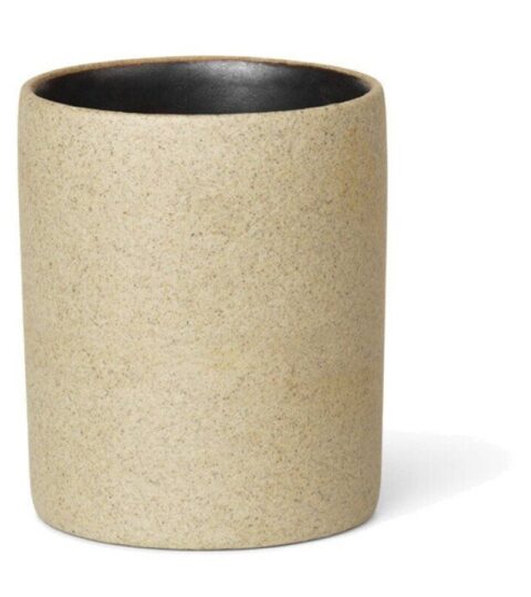 Ferm Living Badzubehor | Ferm Living Kleine Becher Aus Unbearbeitetem Sandfarbenem Porzellan O: 5.5 X H: 6.5 Cm