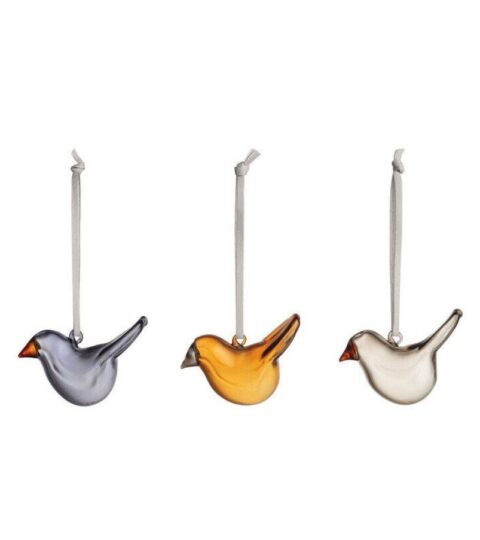 Iittala Deko | Iittala Kleine Vogel Aus Glas Blau/Orange/Klar 3Er Set