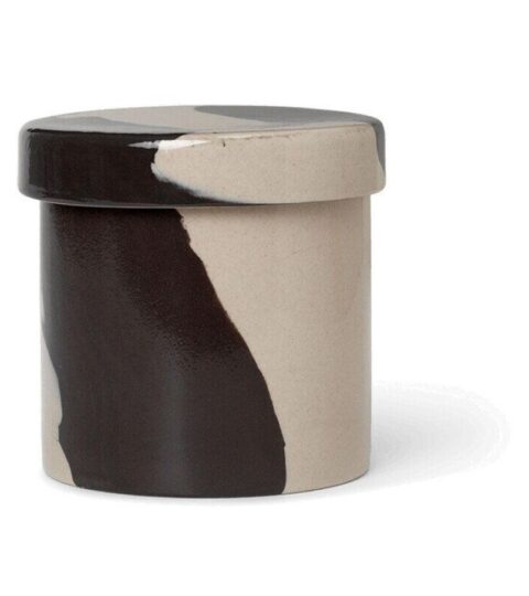 Ferm Living Deko | Ferm Living Inlay Dose Mit Einer Zweifarbigen Tonmischung In Sand/Braun O: 9.8 X H: 9.5 Cm