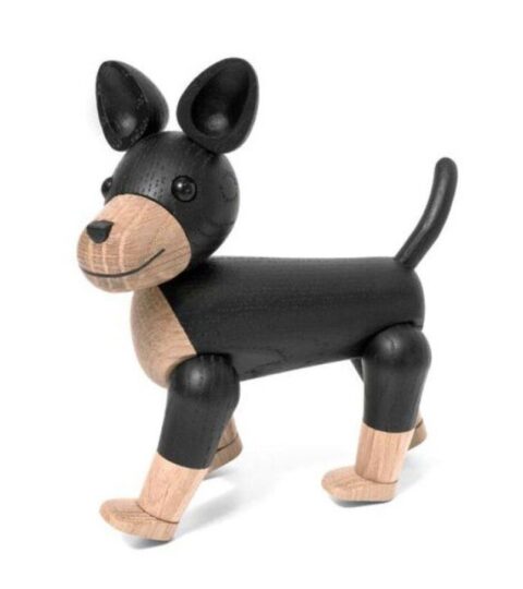 Novoform Deko | Novoform Charlie The Dog Holzfigur Natural And Black Oak