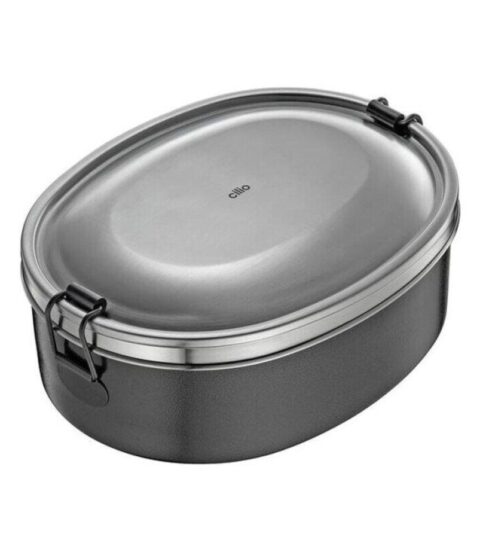 Cilio Brotdosen | Cilio Lunchbox Oval Monte Edelstahl/Schwarz